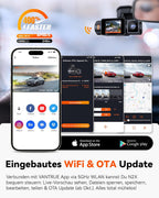 N2X 2.7K+1080P Dashcam Voiture Avant Intérieur, Support LTE, 5GHz WiFi GPS, APP & Commande Vocale