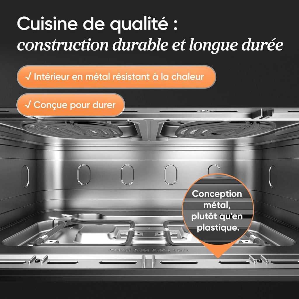 Air Fryer 10L Twinfry, Friteuse sans Huile Double Résistance, 5-en-1, Noir