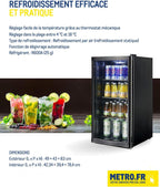 Professional Réfrigérateur à boissons GPC1088, métal/verre, 88 L, réfrigération statique