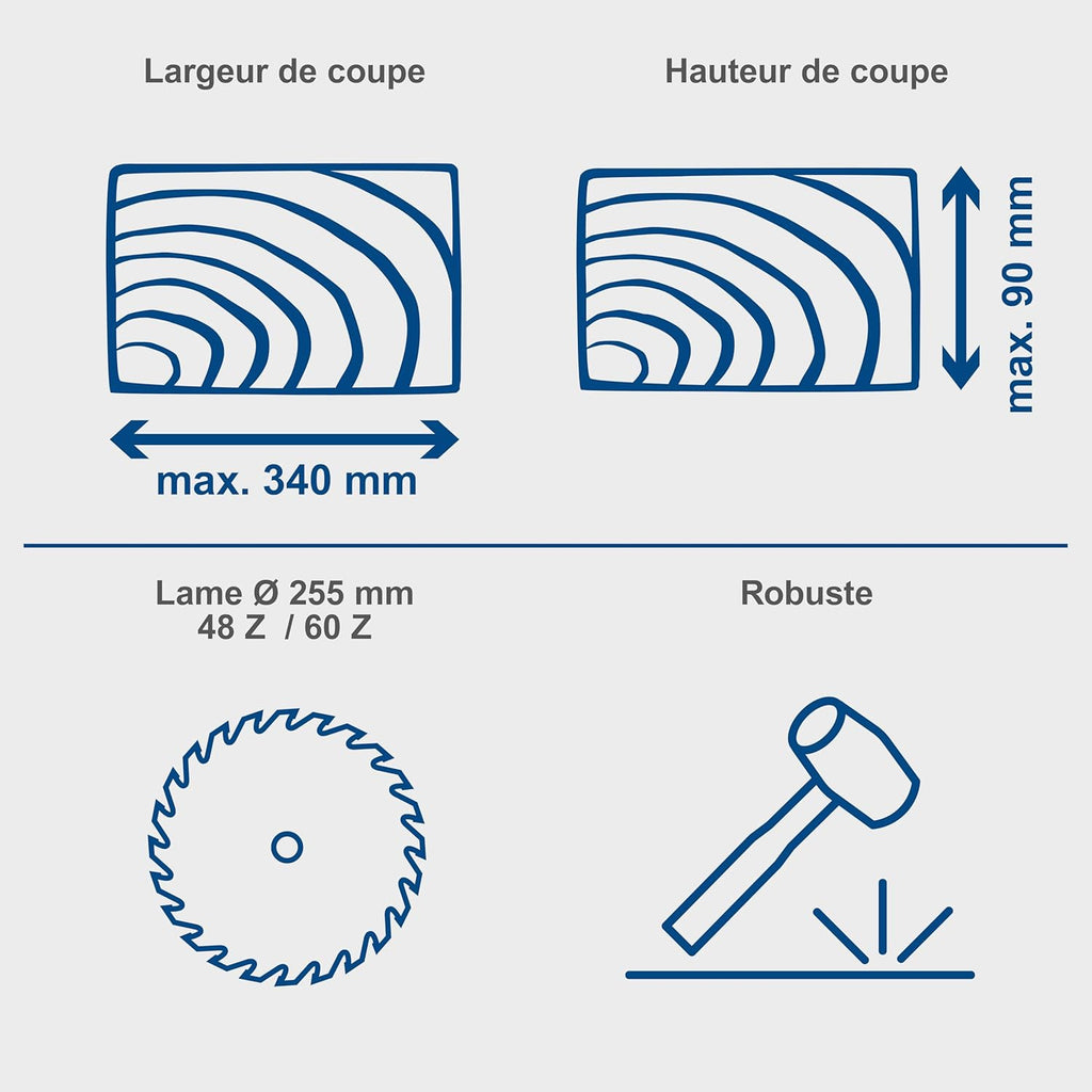 Scie à onglets avec démarrage progressif & laser HM254, 2000W, 2ème lame incluse
