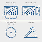 Scie à onglets avec démarrage progressif & laser HM254, 2000W, 2ème lame incluse