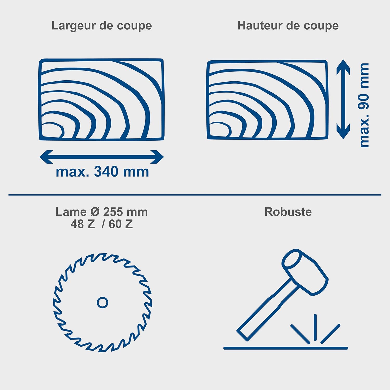 Scie à onglets avec démarrage progressif & laser HM254, 2000W, 2ème lame incluse