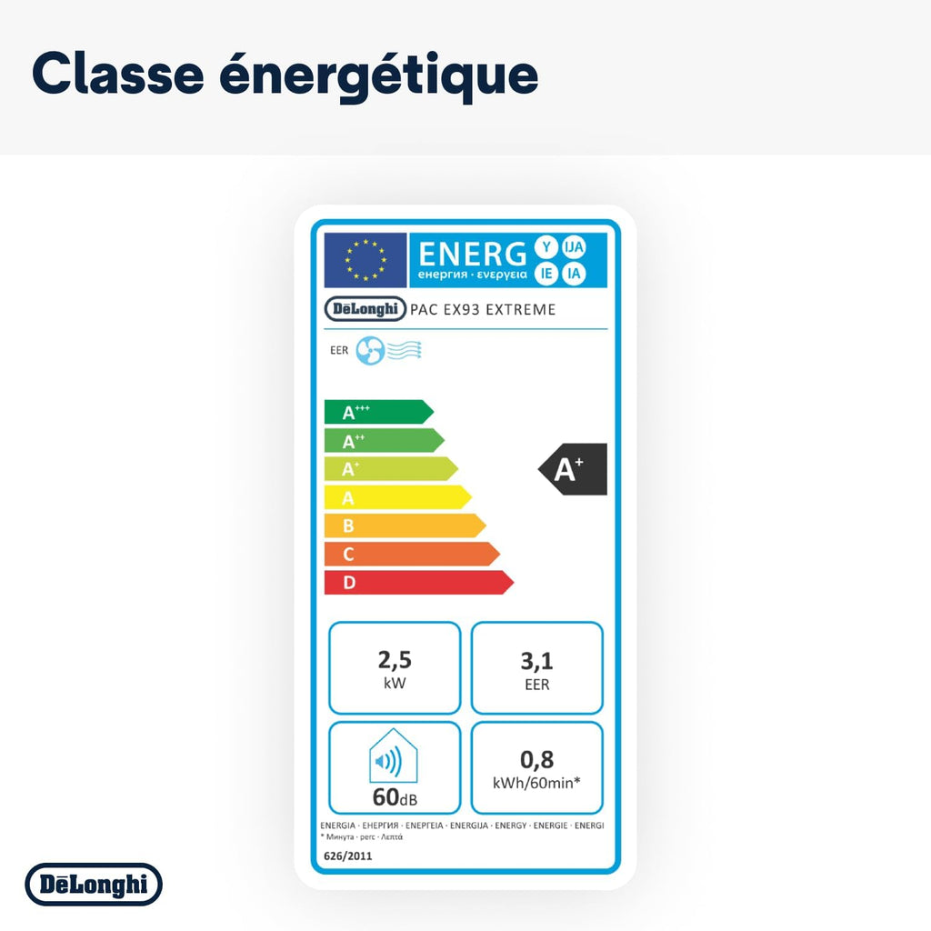Pinguino PAC EX93 Climatiseur mobile, avec tuyau d'échappement, 3 vitesses de ventilation