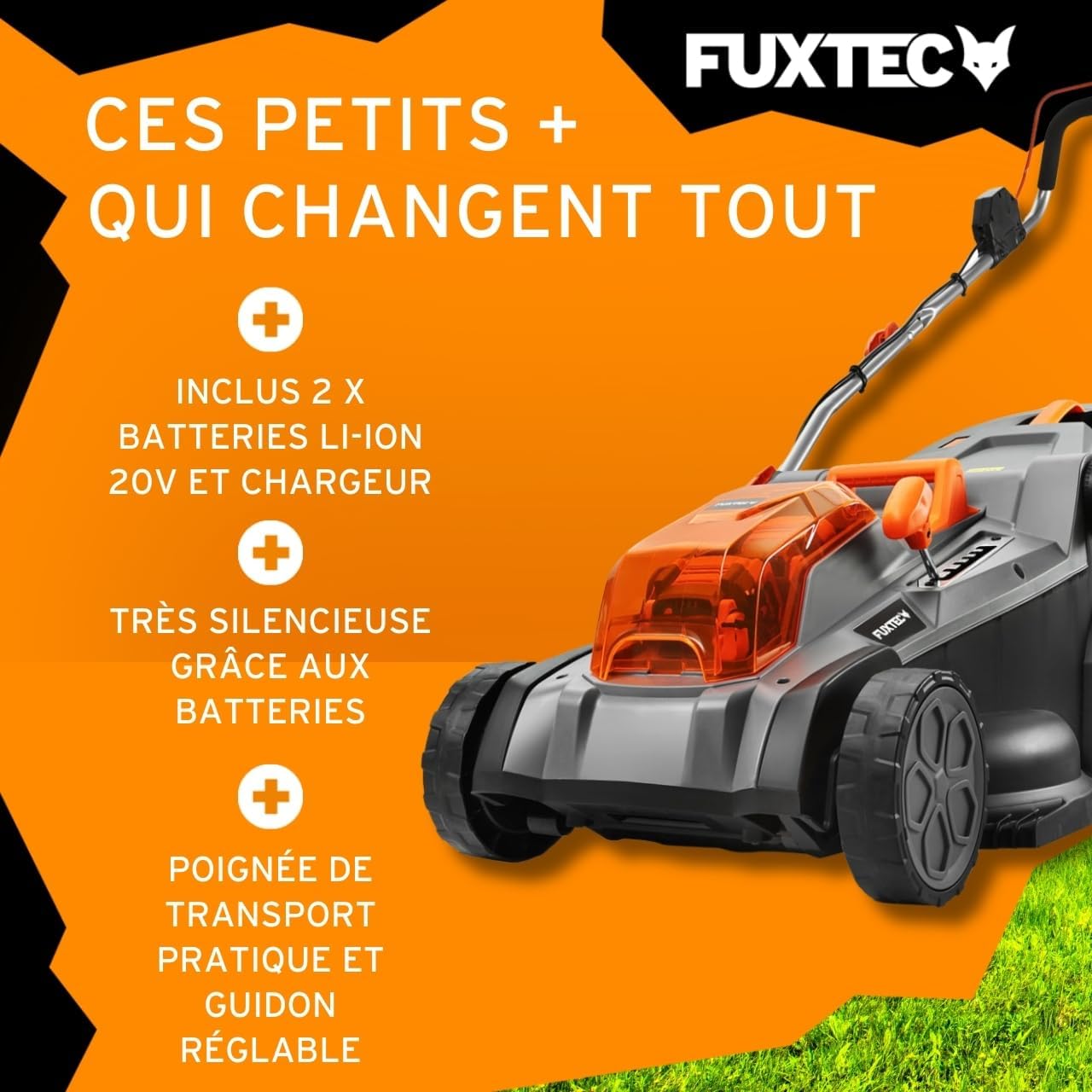 Tondeuse à Gazon sans Fil 40V (2x20V) E2RM43 Set Batteries et Chargeur - Hauteur De Coupe Variable