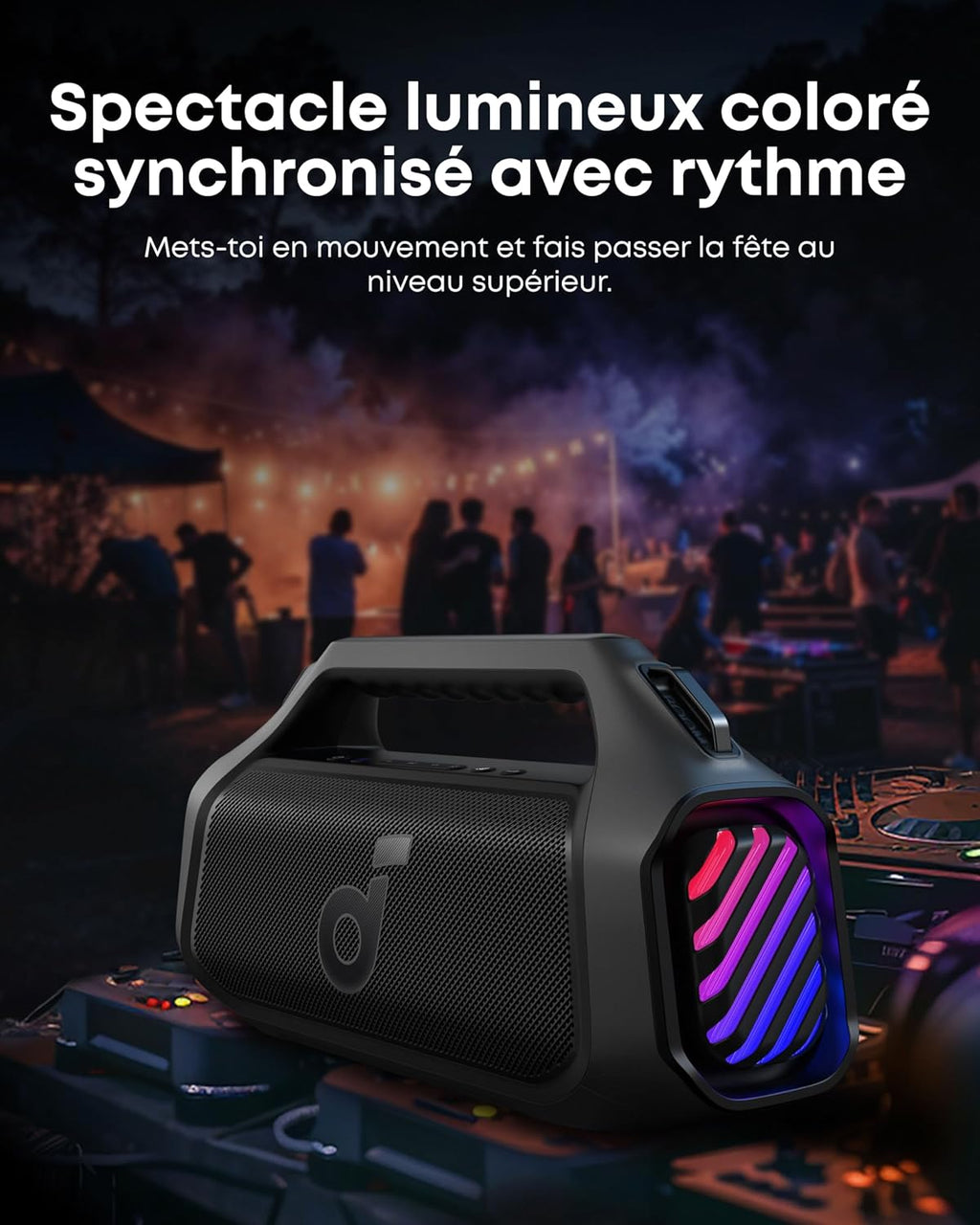 Boom 2 Plus Enceinte Bluetooth puissante, 140W, 2+2 canaux stéréo, BassUp 2.0, IPX7