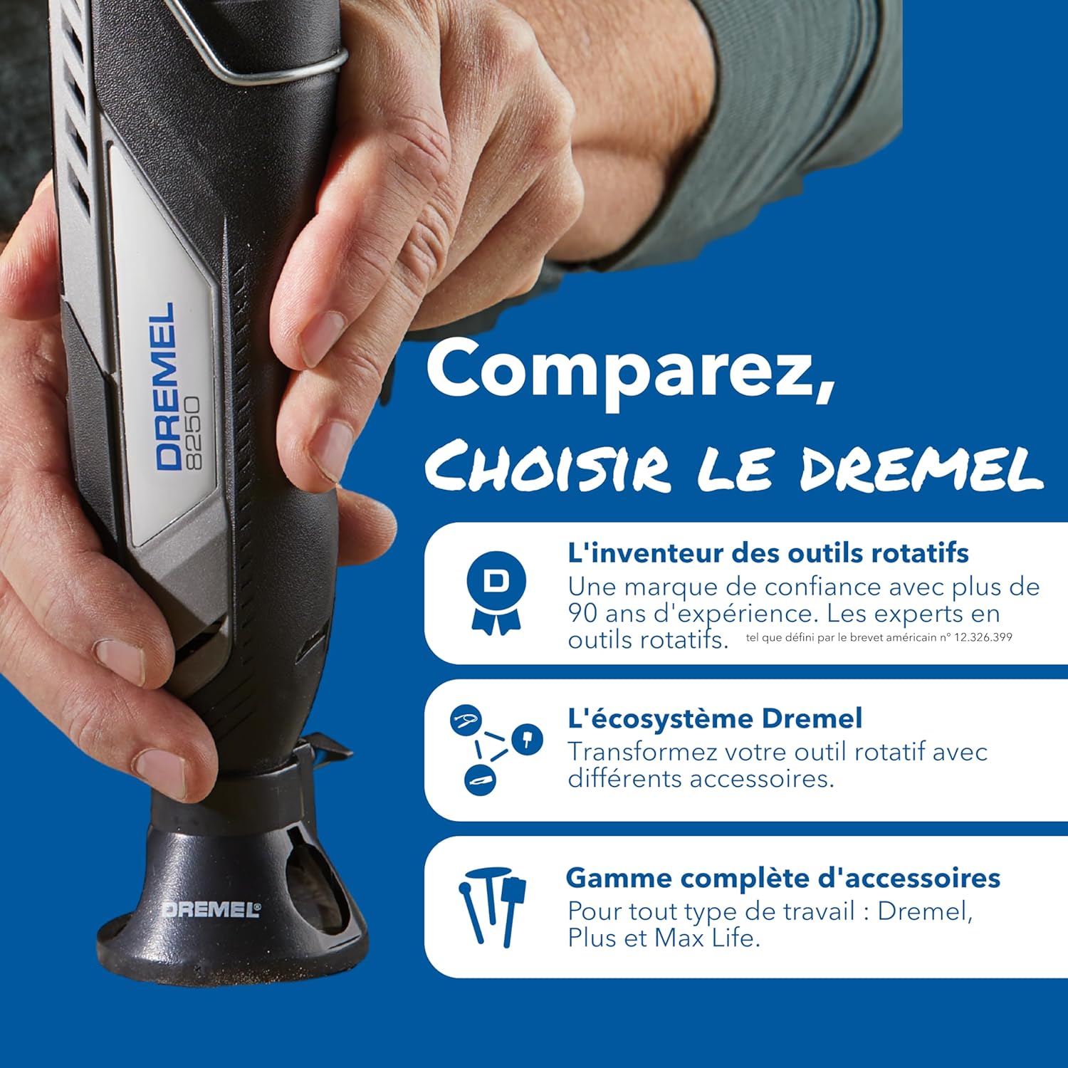 8250 Outil rotatif sans fil 12 V 5 000-30 000 tr/min Kit d'outils multifonctions sans balais avec boîte Dremel