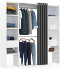 Dressing extensible double MERYL 120/180 x 50 x 180 cm, avec étagères + double penderie