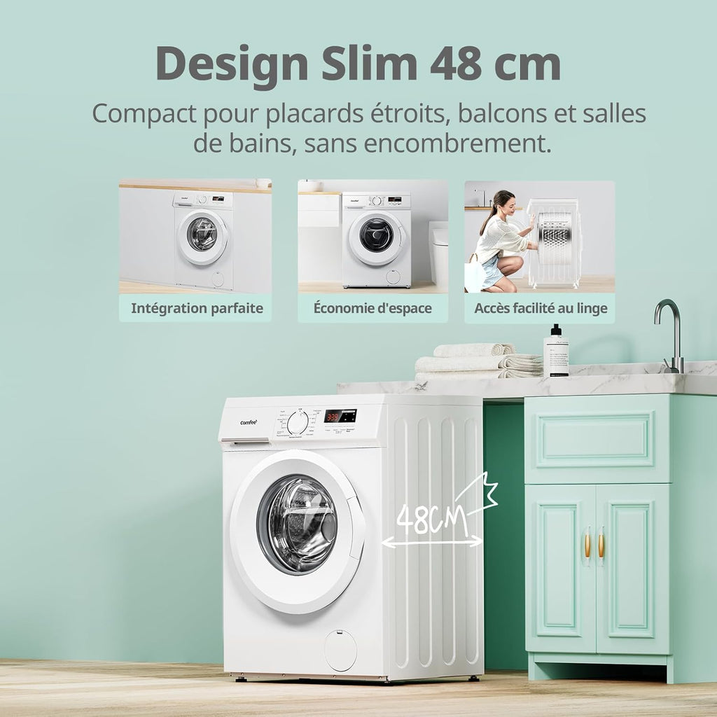 CFE12EW80/W-FR Lave-linge frontal 8KG, 15 Programmes, Prélavage, Blanc