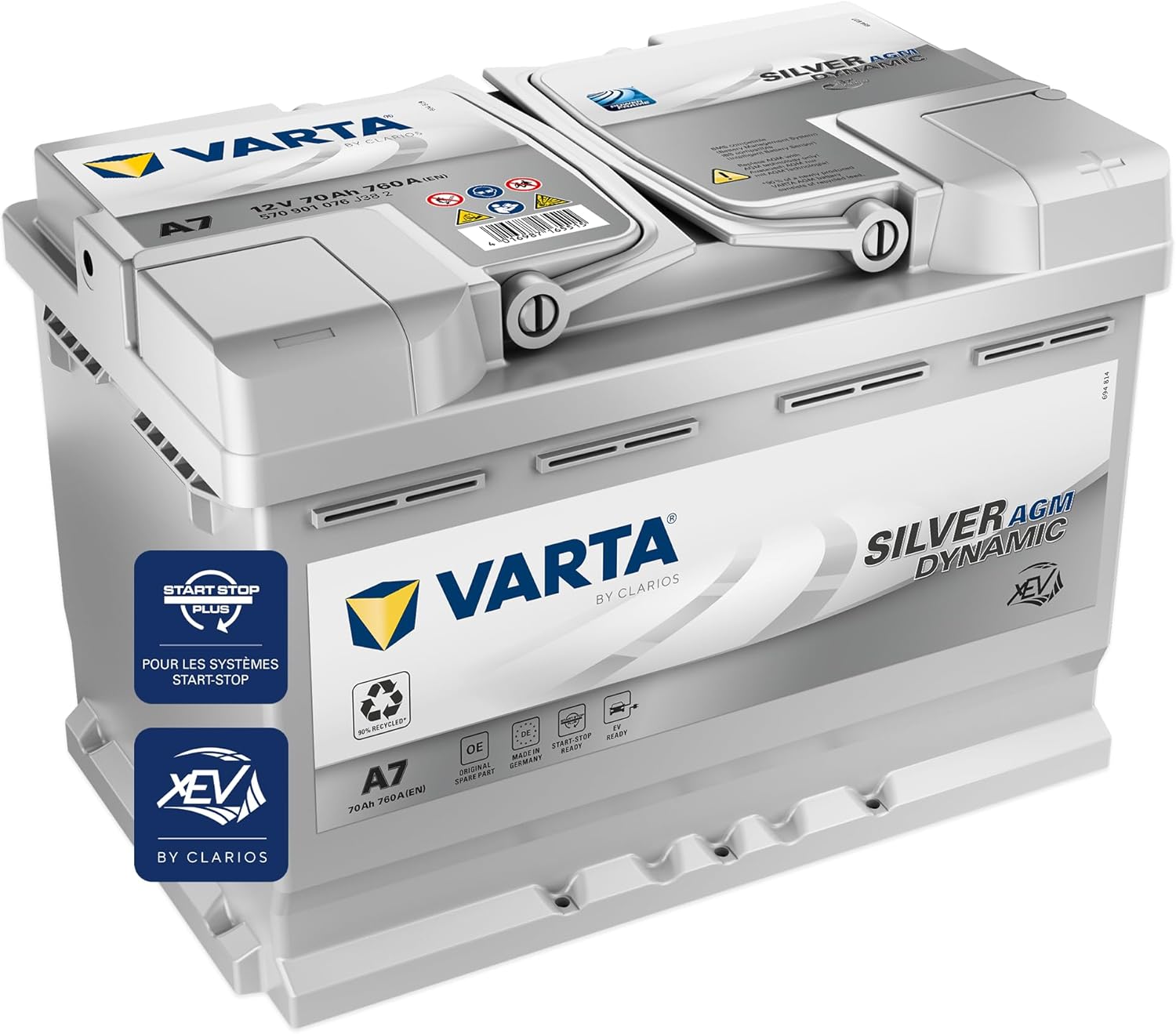 Batterie de démarrage XEV Silver Dynamic AGM L3 A7 12V 70Ah / 760A 570901076
