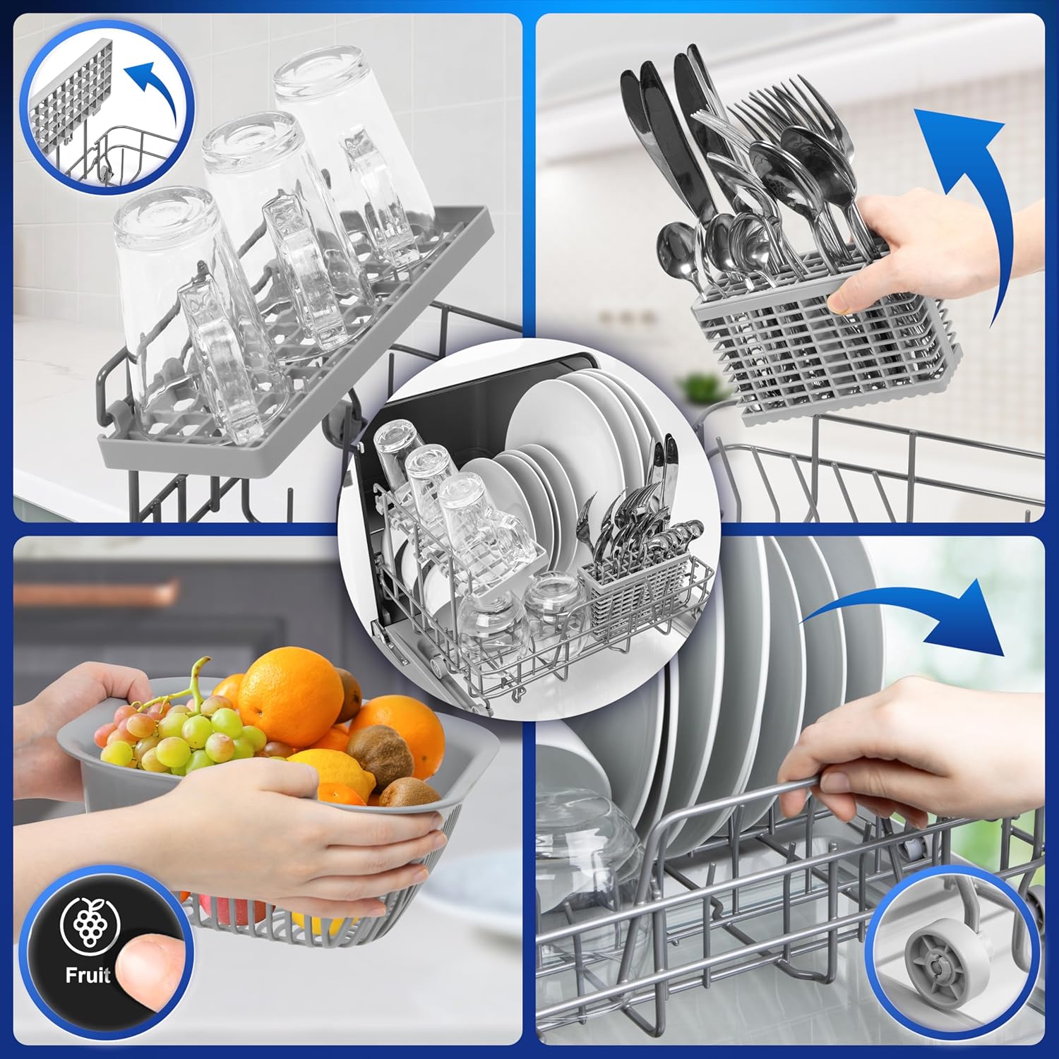 DW5 BK Lave-vaisselle de table 950W lave vaisselle posable, 7 programmes de lavage, séchage efficace