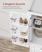 Buffet Haut Cuisine, Meuble de Rangement, avec Tiroir, Placards, Étagères Réglables, Blanc BBC561W21
