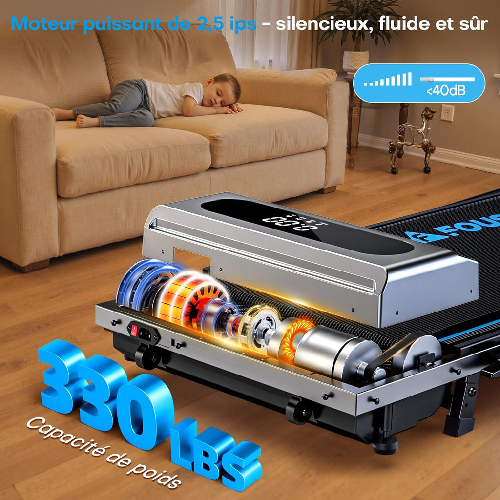 Tapis de Marche Pliable avec 12 Programmes HIIT Prédéfinis, Moteur Silencieux 2,75 CV, APP & Télécommande