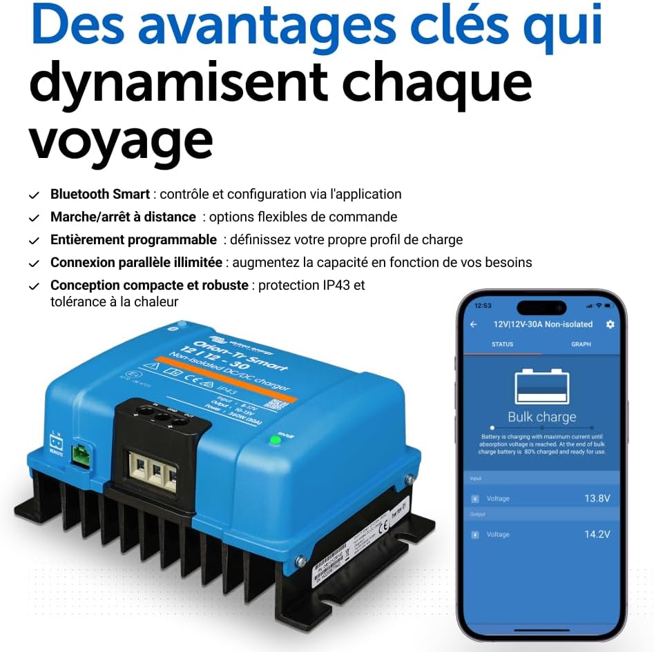 Energy Orion-TR Smart 12/12-Volt 30 A 360 W CC-CC Chargeur Non Isolé