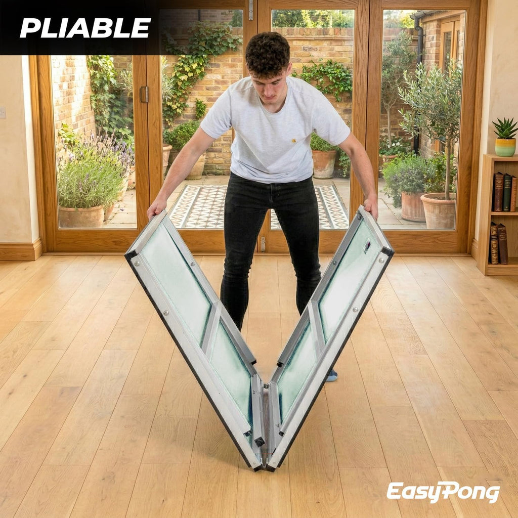 Table de Ping Pong Bleu, 182x91cm, Facile à Transporter, 2 Raquettes + 4 Balles