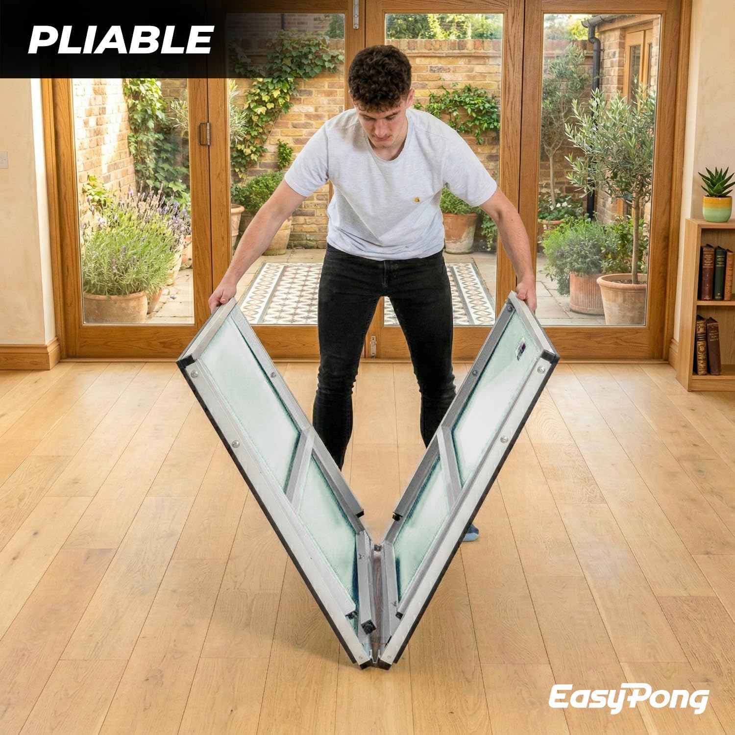 Table de Ping Pong Bleu, 182x91cm, Facile à Transporter, 2 Raquettes + 4 Balles