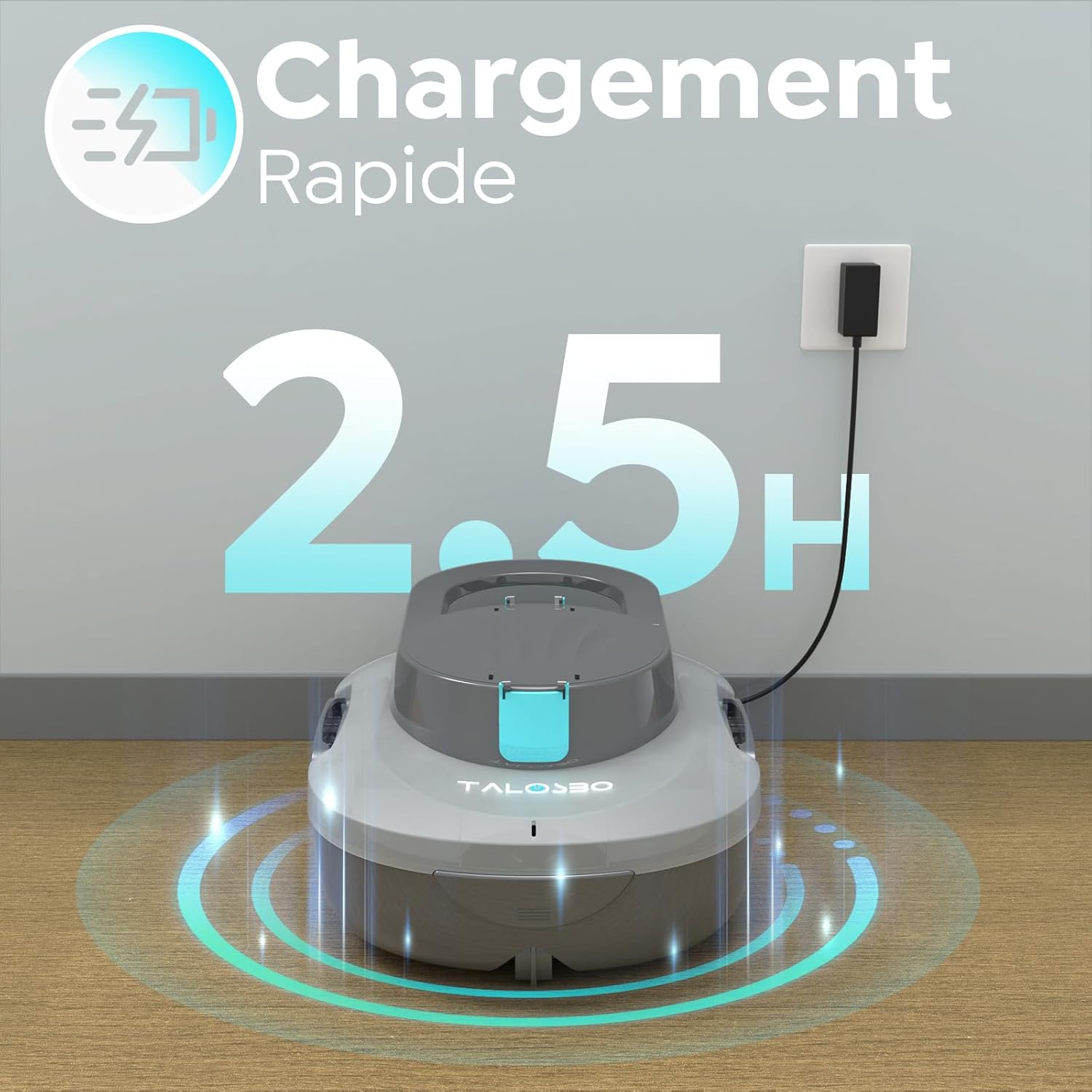 Pleco S1 Robot Piscine sans Fil, 80 Min d'Autonomie, Double Moteur Aspirateur Piscine Hors Sol