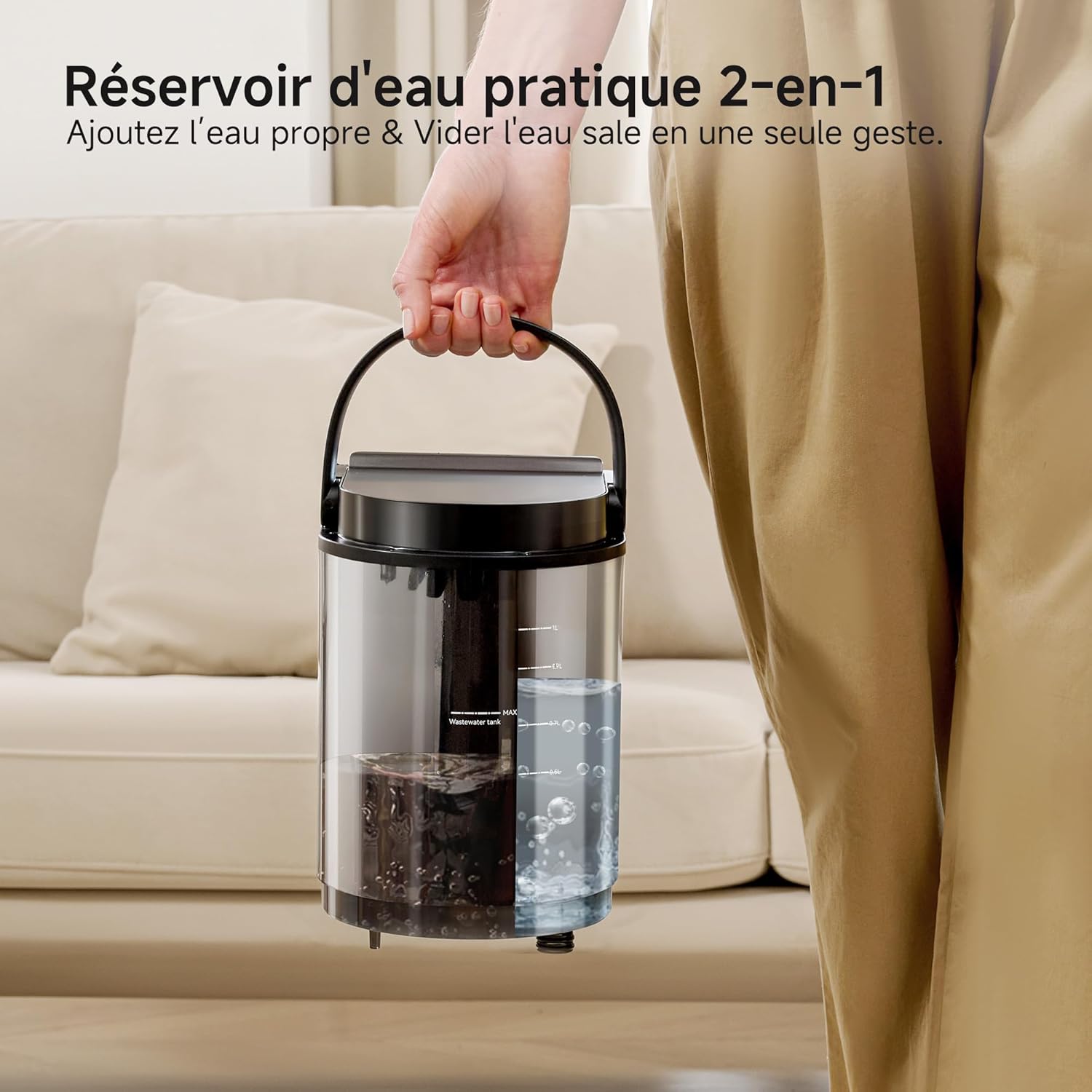 B400 Vapeur et Chauffage Shampouineuse Canapé Professionnel，Aspiration Puissante 18Kpa avec 4 Accessoires