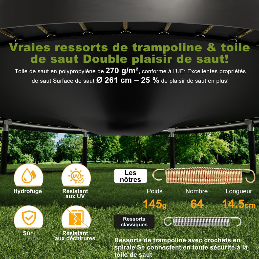 Trampoline Extérieur pour Enfants, avec Filet de Sécurité, GS Certification, Couverture de Protection