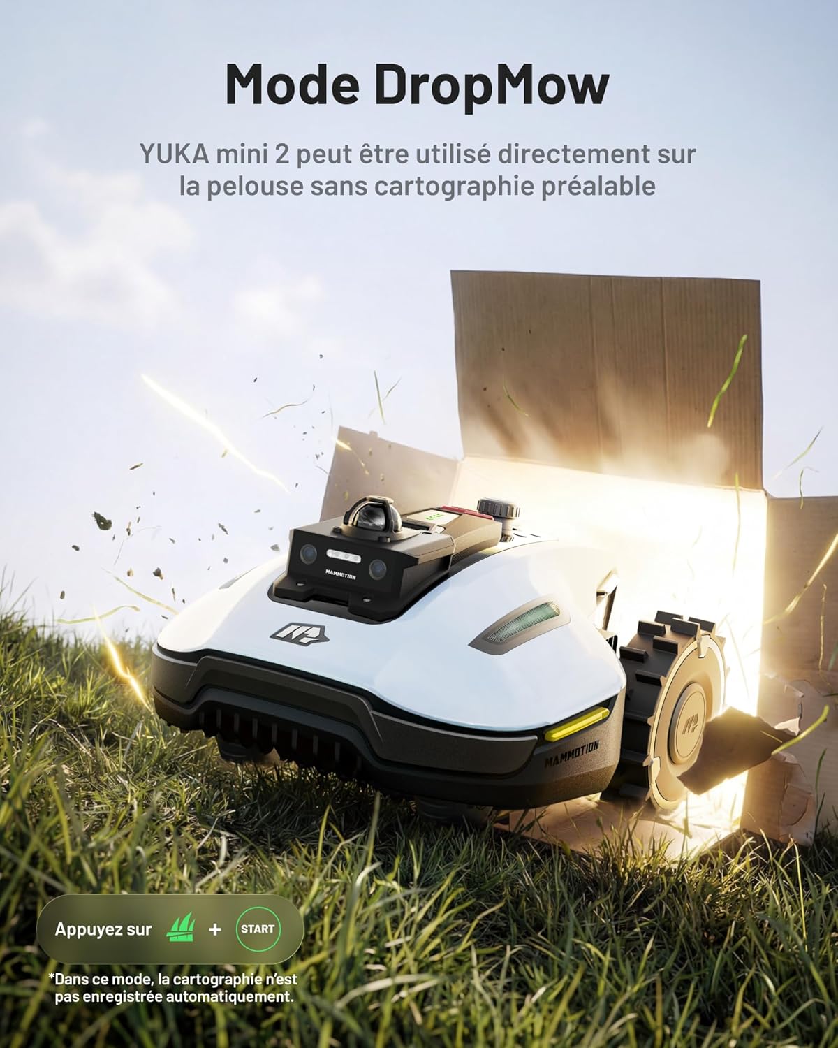 YUKA Mini 2 800 LiDAR Robot Tondeuse sans Fil Périmétrique - caméra avec Pilotage par IA