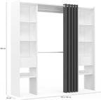 Dressing extensible double MERYL 120/180 x 50 x 180 cm, avec étagères + double penderie