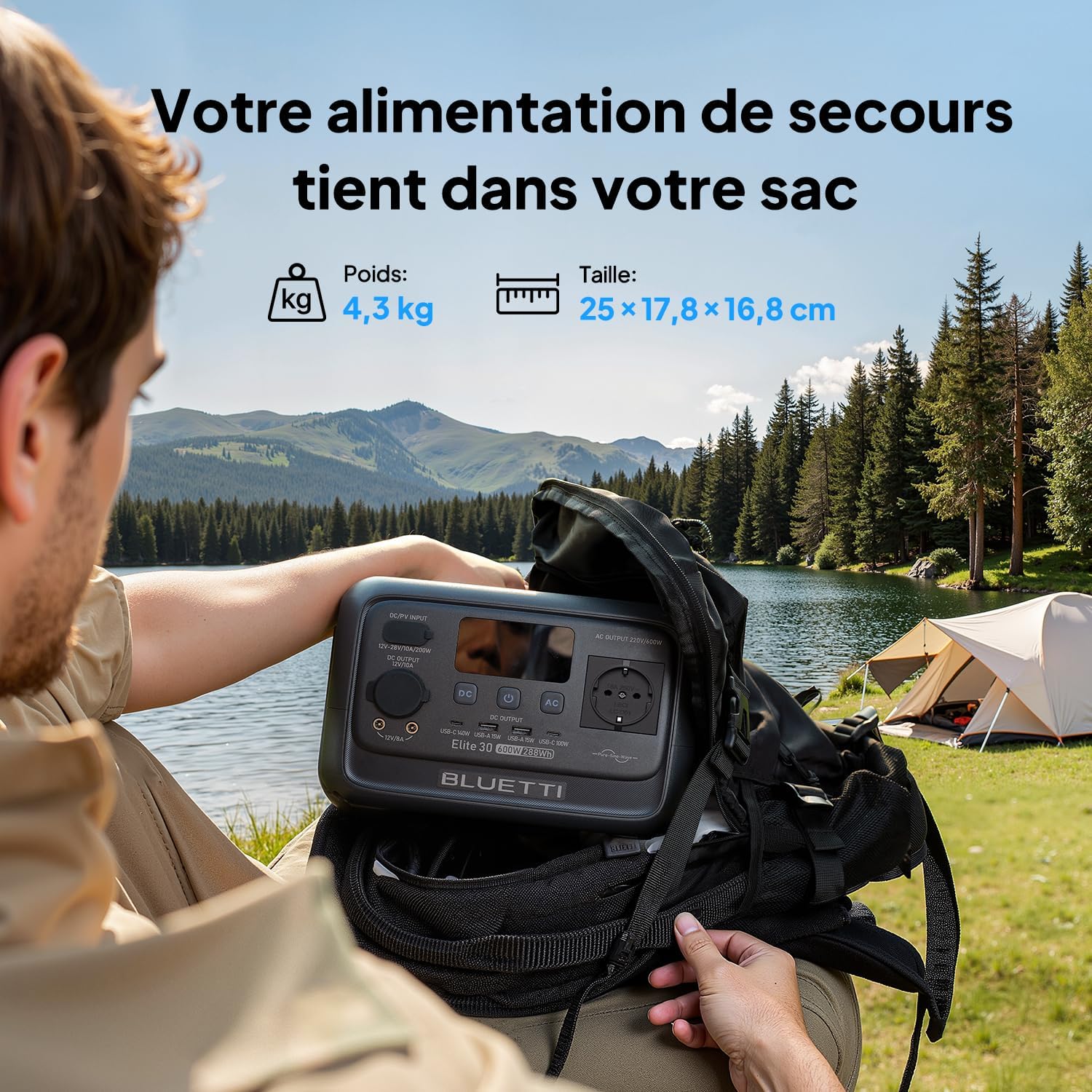 Elite 30 V2 Générateur Électrique Portable, 288Wh, 600W (Puissance de Surcharge 1500W)