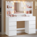 Kailyn Collection - Coiffeuse avec Miroir LED, Multiprise, 9 Tiroirs, RDT141WB02