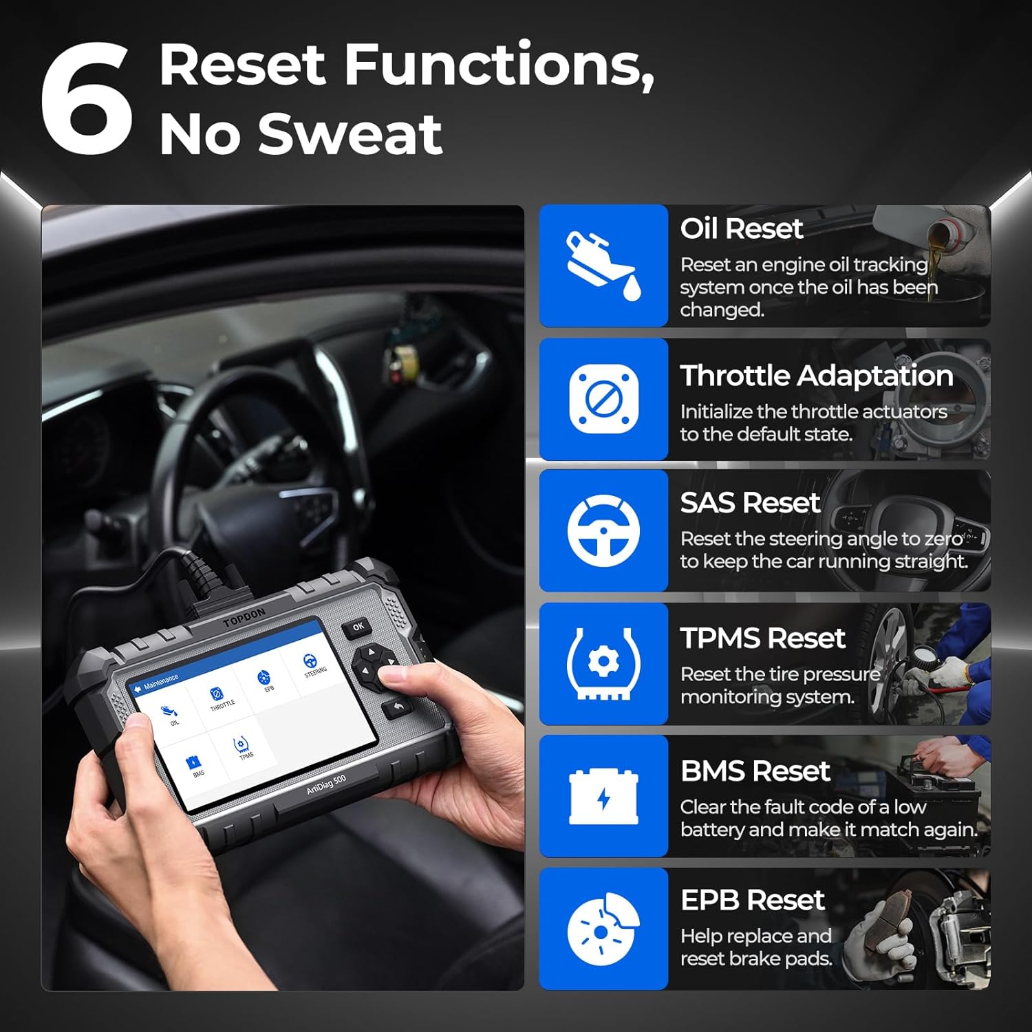 AD500 Valise Diagnostic Auto, 4 systèmes Outil de Diagnostic Voiture Multimarque