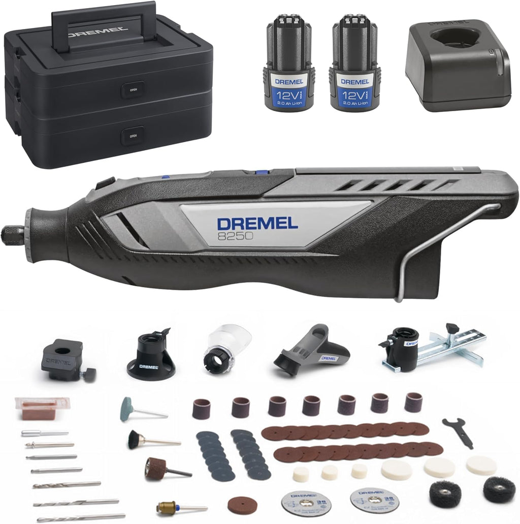 8250 Outil rotatif sans fil 12 V 5 000-30 000 tr/min Kit d'outils multifonctions sans balais avec boîte Dremel