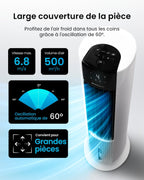OmniAir Rafraichisseur d’Air 7L 3en1, 7 Vitesses, 3 Modes, Oscillant, Silencieux, Sans Conduit