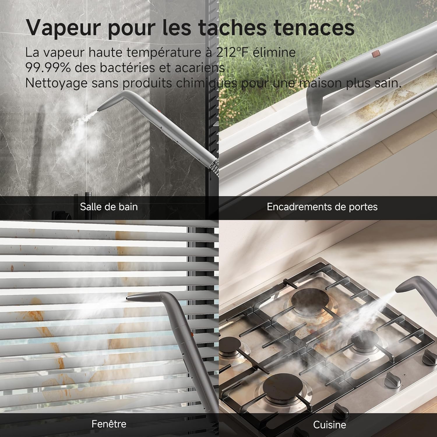 B400 Vapeur et Chauffage Shampouineuse Canapé Professionnel，Aspiration Puissante 18Kpa avec 4 Accessoires