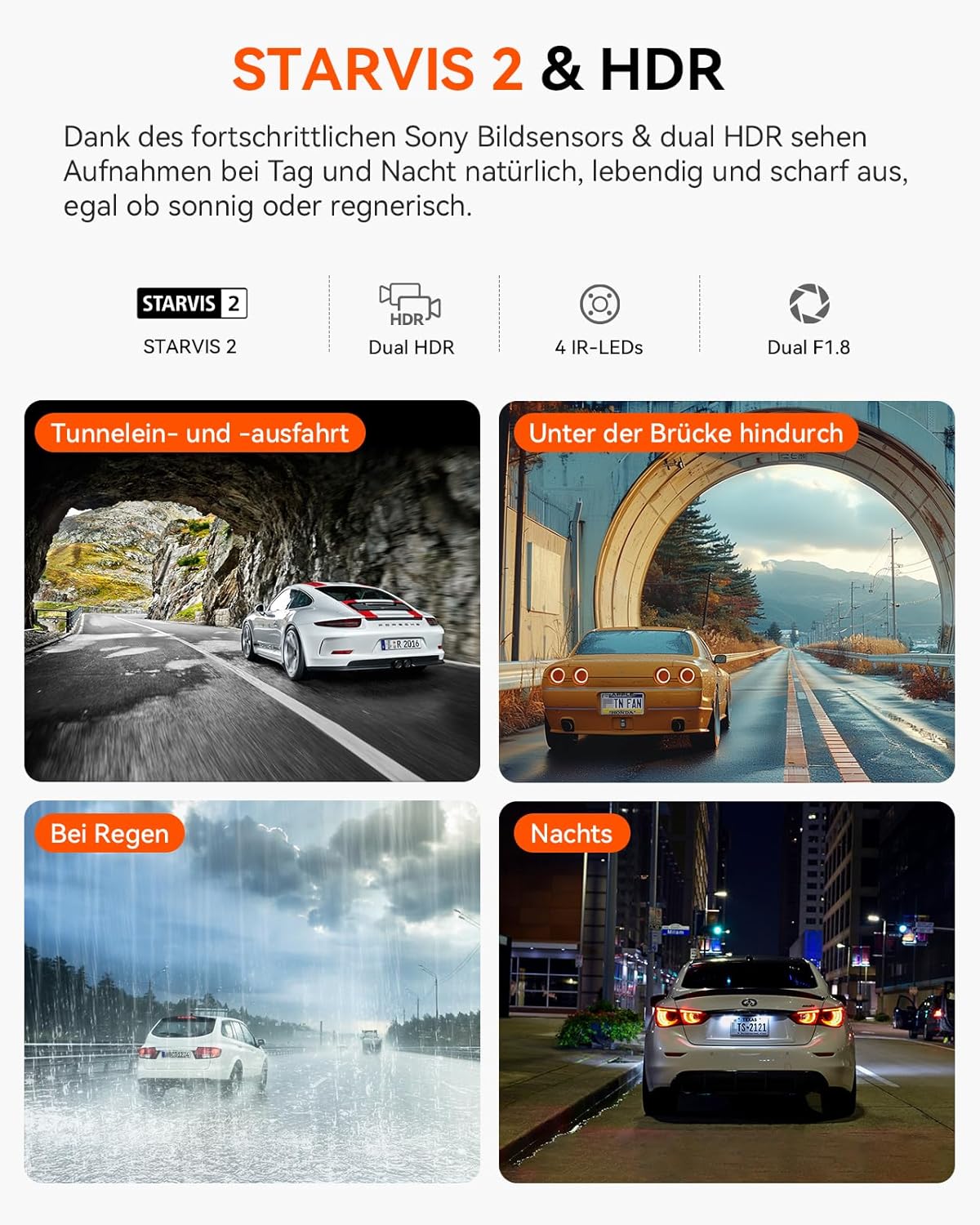 N2X 2.7K+1080P Dashcam Voiture Avant Intérieur, Support LTE, 5GHz WiFi GPS, APP & Commande Vocale