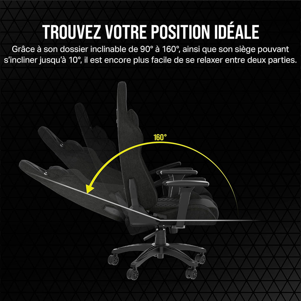 TC100 Relaxed Fauteuil Gaming - Coussin Lombaire, Coussin Repose-Nuque Détachable en Mousse à Mémoire de Forme