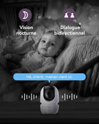 BM01 Babyphone - 2 Caméras 1080P, 7″ Écran Divisé, Moniteur Bébé sans WiFi, PTZ à Distance