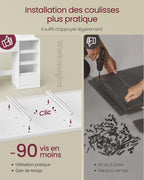 Kailyn Collection - Coiffeuse avec Miroir LED, Multiprise, 9 Tiroirs, RDT141WB02