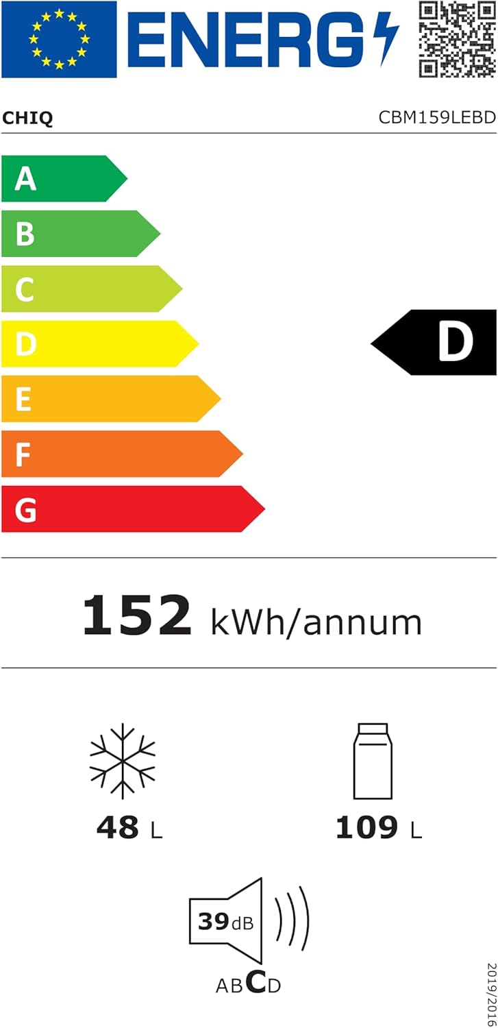 CBM159LEBD Réfrigérateur congélateur bas157 litres, Low Frost, Faible bruit