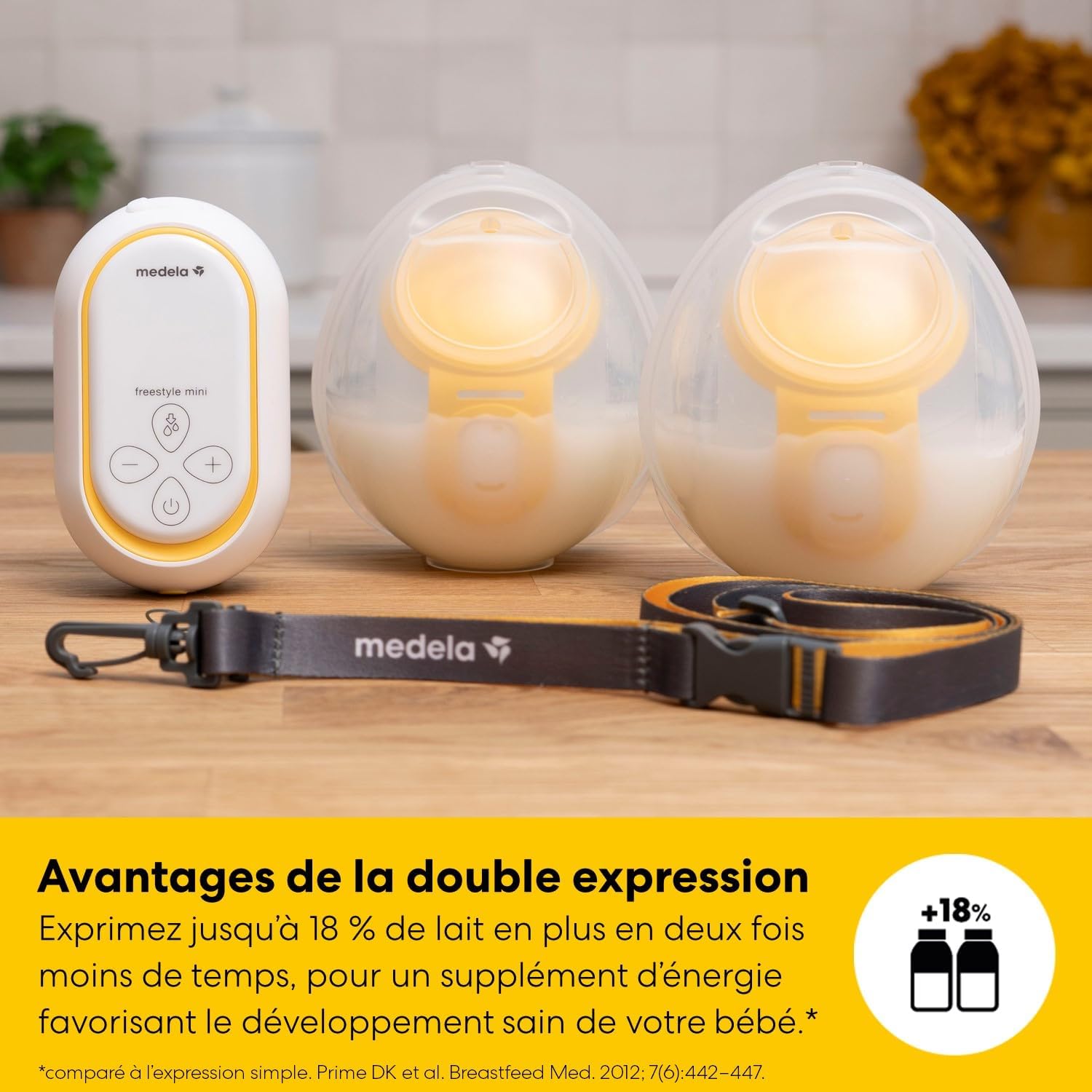 Tire-lait double électrique Freestyle Mini Hands-Free avec collecteurs mains libres et batterie rechargeable