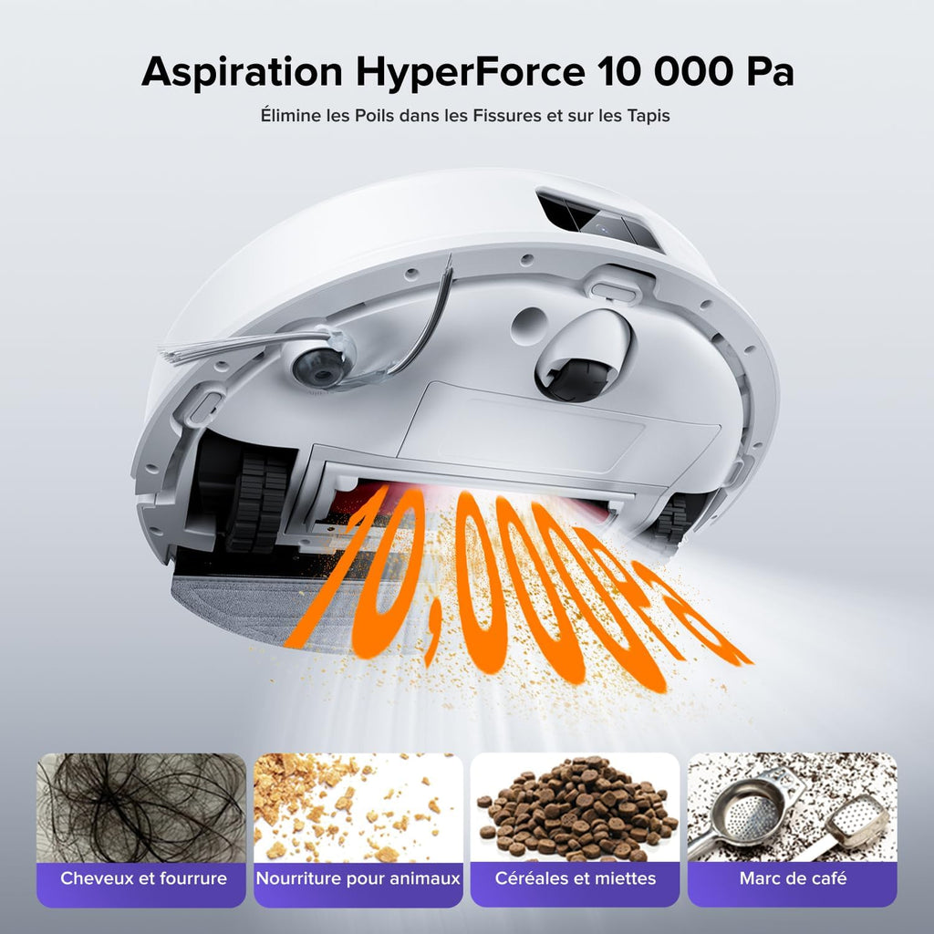 Q10 S5+ Set Aspirateur Robot Laveur avec Station, 10000 Pa Aspiration, Vidage Automatique