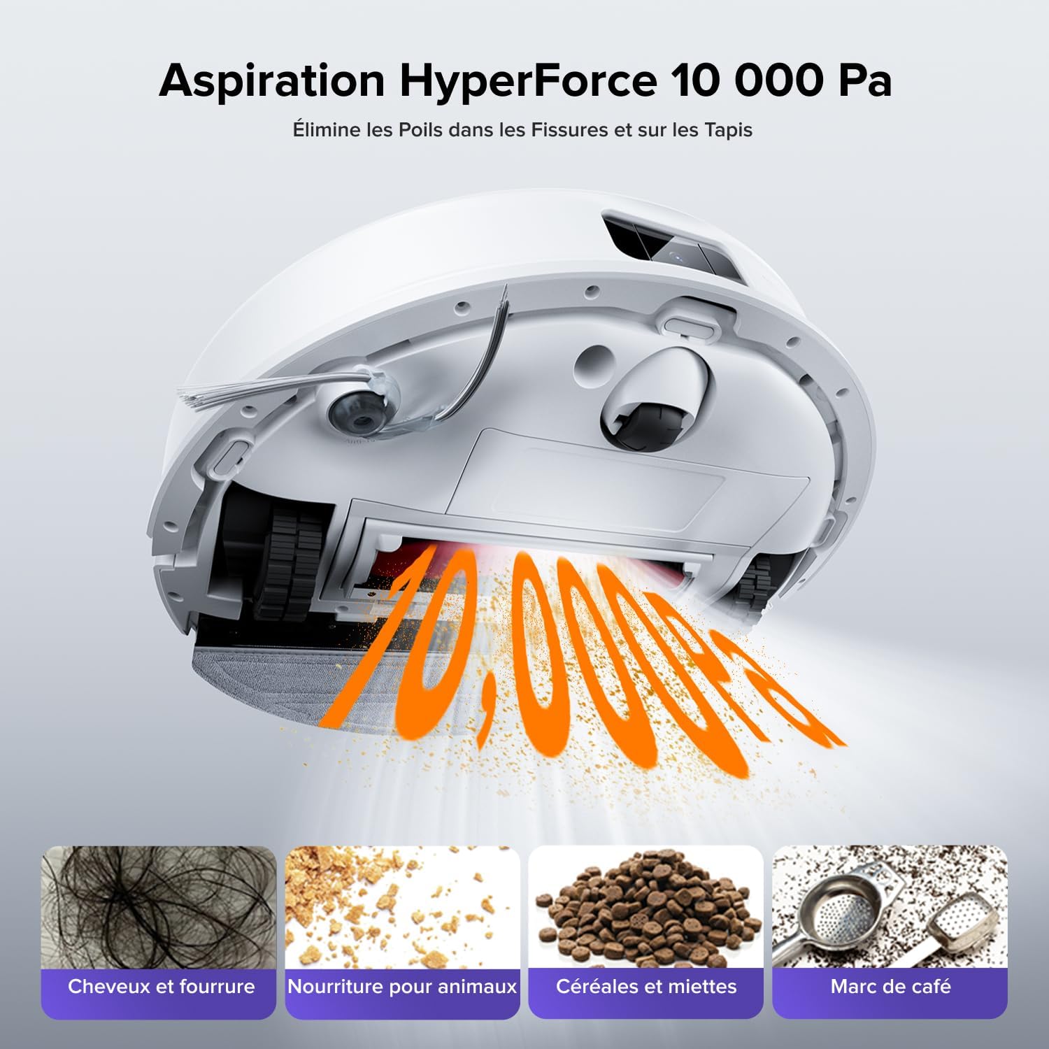 Q10 S5+ Set Aspirateur Robot Laveur avec Station, 10000 Pa Aspiration, Vidage Automatique