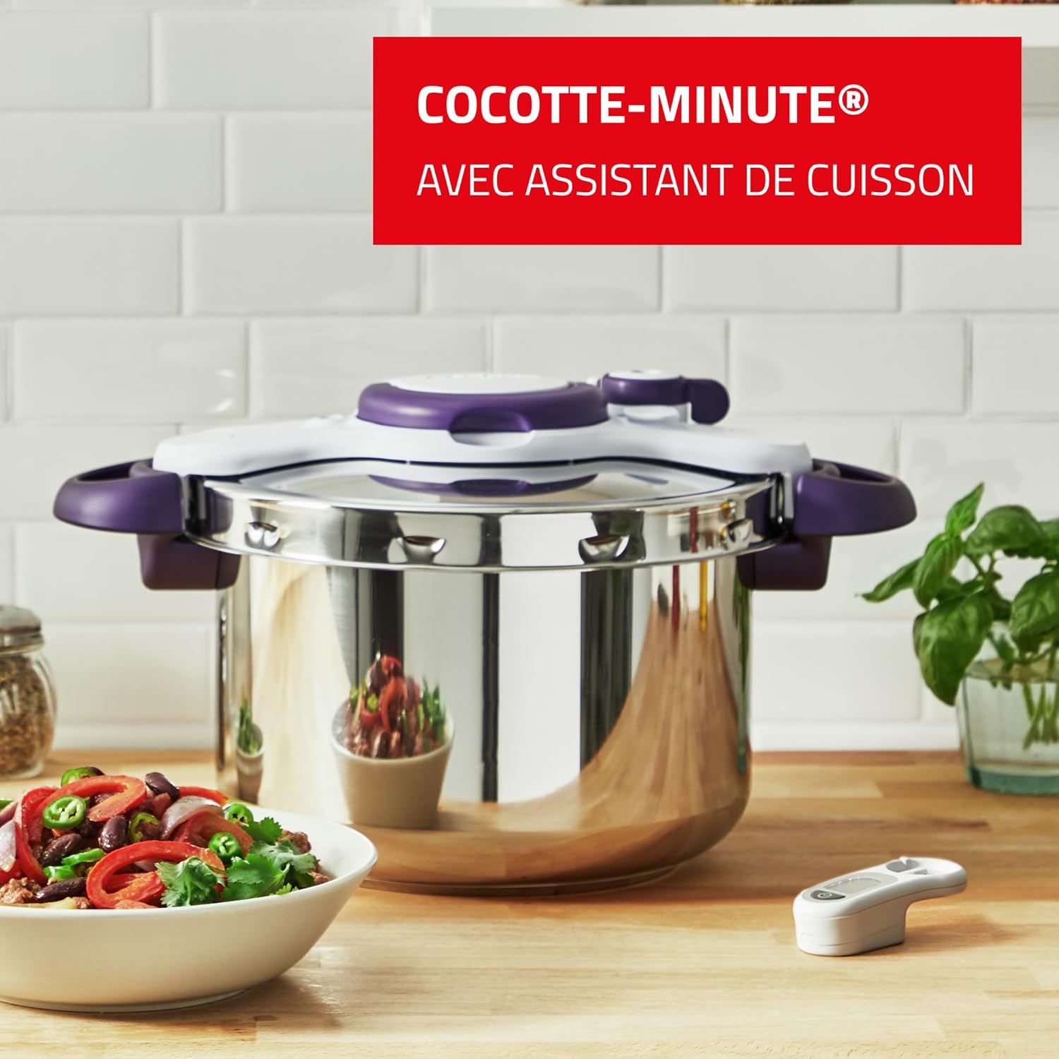 Clipsominut’ Perfect Cocotte-minute 9 L, Minuteur, Violet P4624900