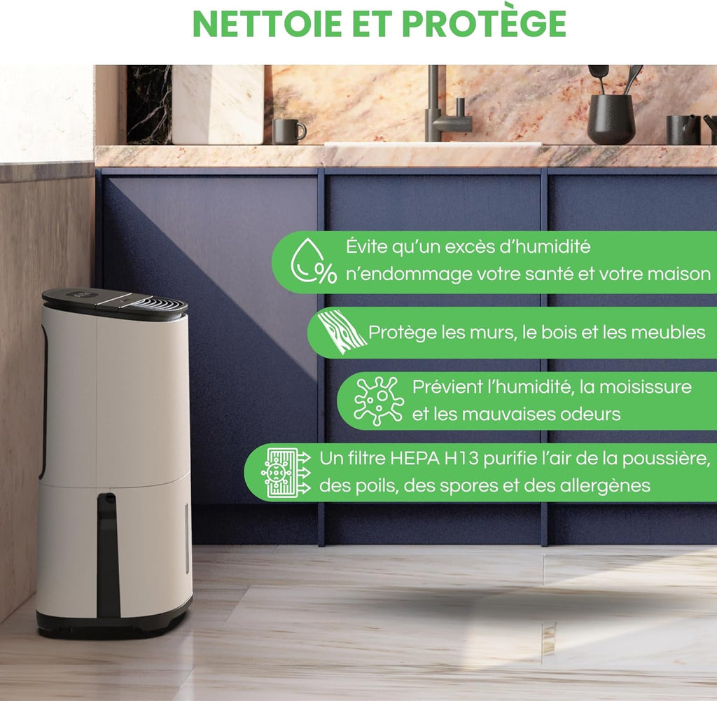 AreteOne 10L Déshumidificateur & Purificateur d'air HEPA
