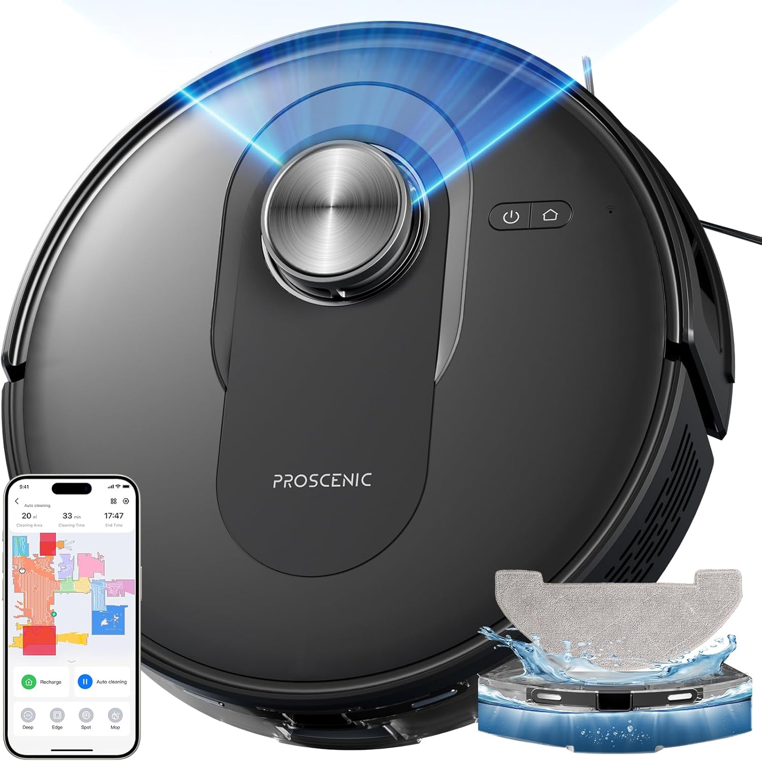 Q8 Aspirateur Robot avec Serpillière, 6000Pa, Navigation Lidar, Connecté Alexa