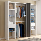 Dressing extensible double MERYL 120/180 x 50 x 180 cm, avec étagères + double penderie