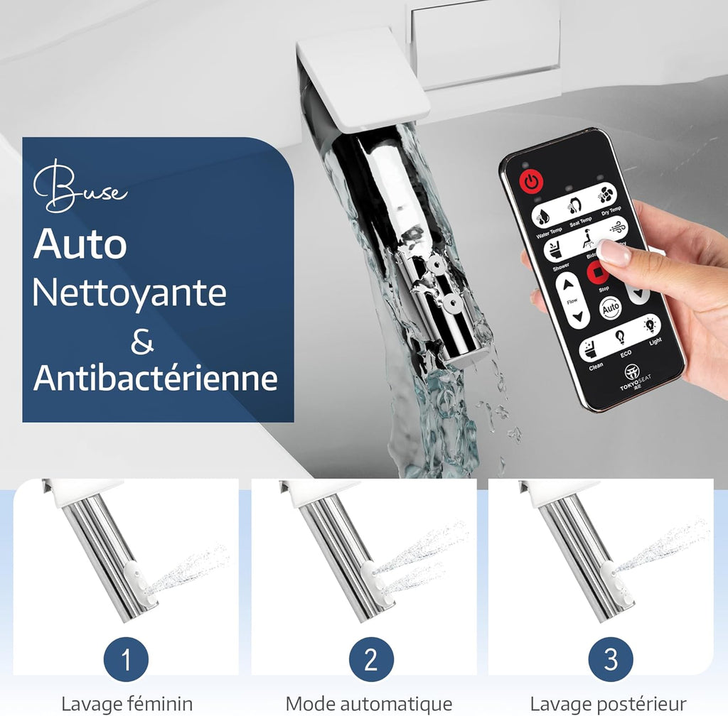 Abattant WC Japonais Electrique Lavant Séchant avec Chauffante et Innovante, Bidet WC eau chaude