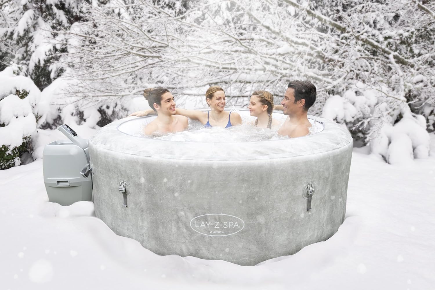 Spa Gonflable Lay-Z-Spa Zurich EnergySense, Couverture et Liner isolants, Filtration à Cartouche