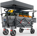 Chariot de transport pliable avec toit, compartiment isotherme et stores latéraux