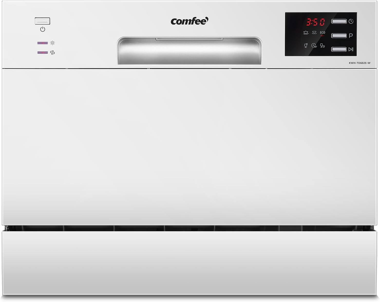 TD602E-W Lave-vaisselle compact pose libre, écran LED, 6,5 litres, blanc