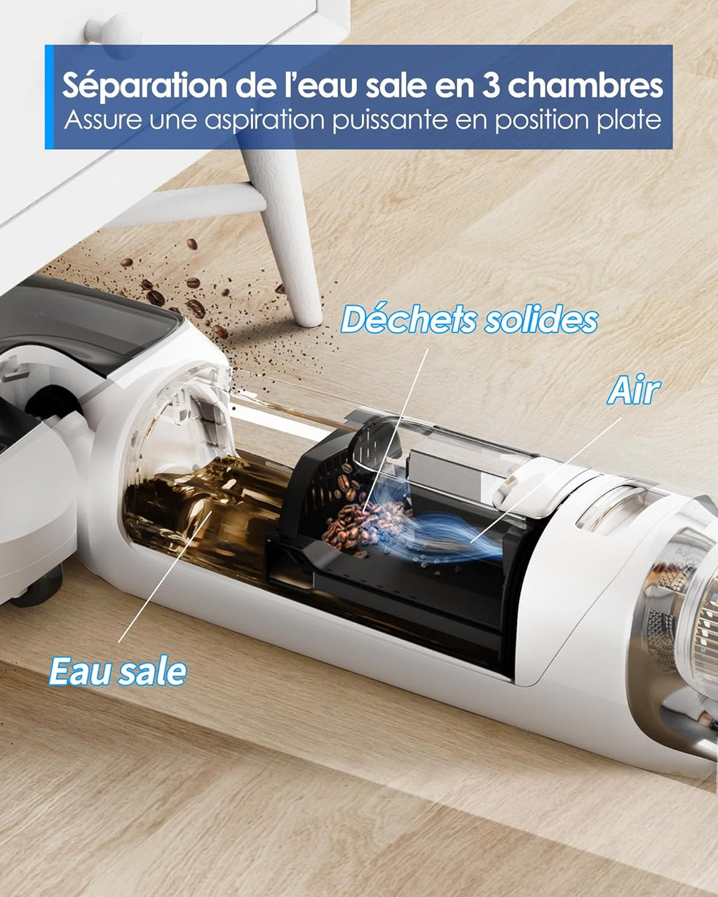 Floor One Stretch S6 Aspirateur Laveur, portée à Plat 180°, Nettoyage Deux Bords