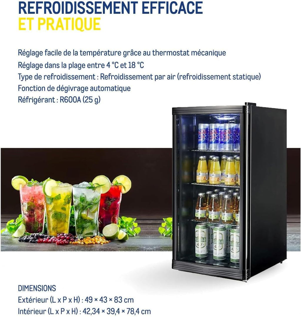 Professional Réfrigérateur à boissons GPC1088, métal/verre, 88 L, réfrigération statique