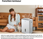 Déshumidificateur Easy Dry 20L/jour, 4 Modes, Deshumidificateur d'air Connecté, Réservoire 3L