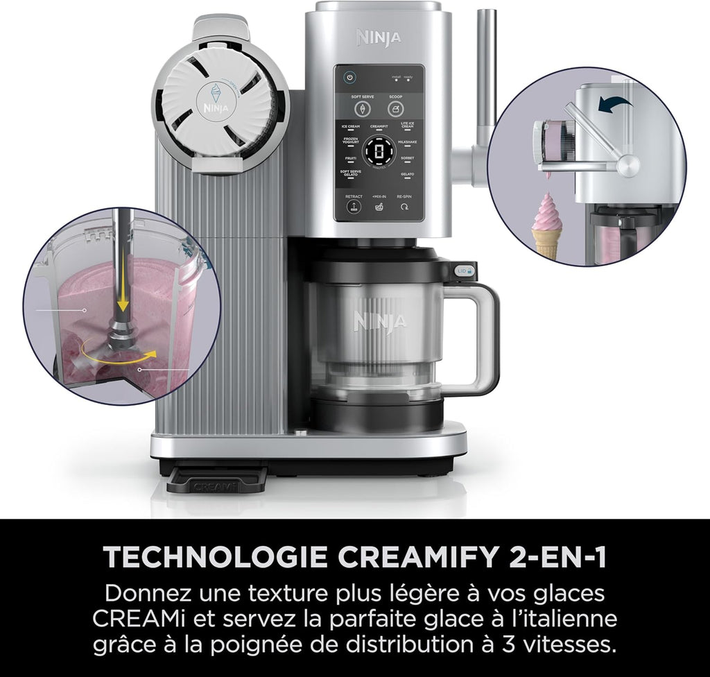 CREAMi Scoop et Swirl Machine a Glace et Sorbetière, 13 modes, Avec 2 pots, NC701EU